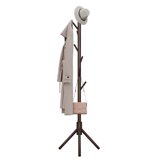 MALOL 10 Hooks Wooden Coat Rack with Solid wooden Base Free Standing Coat Tree WMHN-6105-Brown