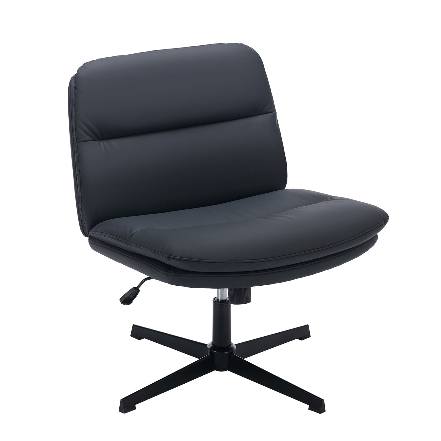 MALOL Criss Cross Legged Office Chair Home Desk Armless Chair Wide Seat Adjustable for Adult7362-Black-L