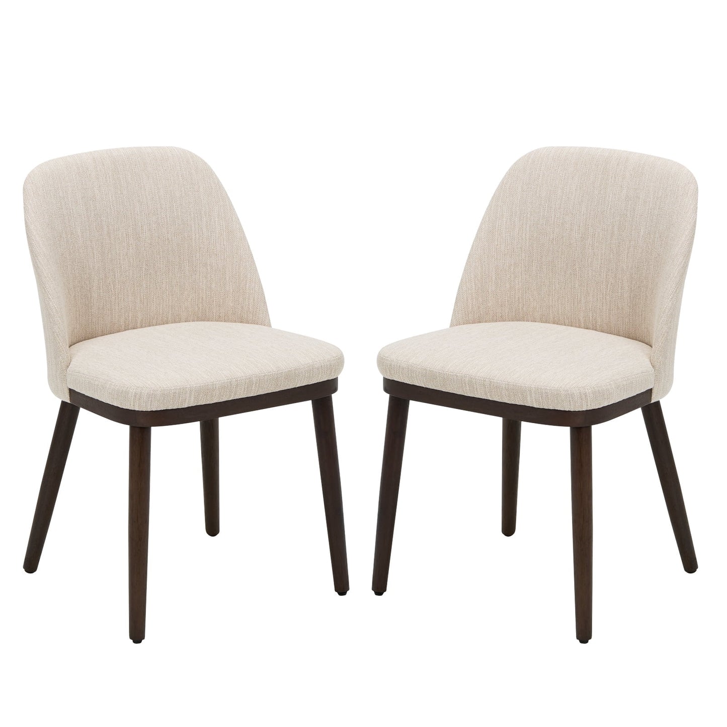 MALOL Dining Chairs Set of 2 Fabric Upholstered Modern Dining Chairs with Back and Wood Legs,Beige