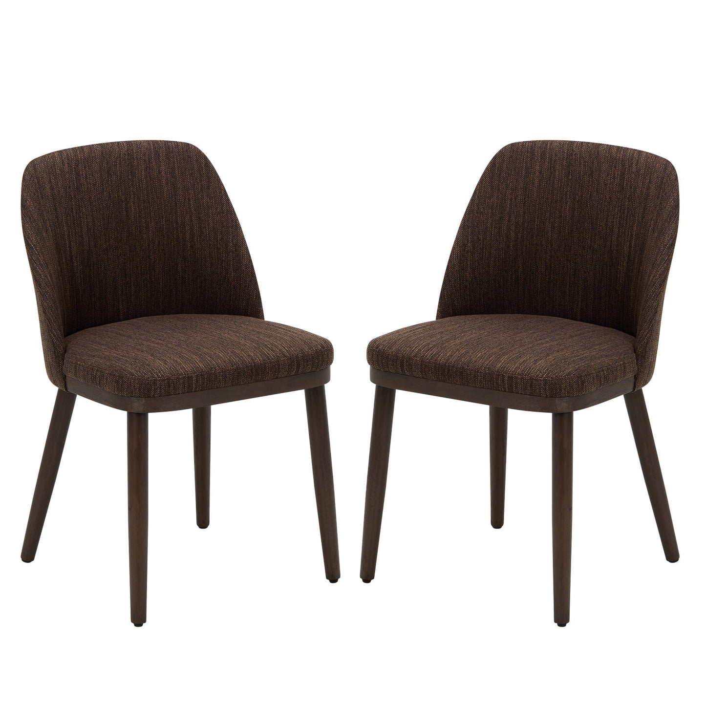 MALOL Dining Chairs Set of 2 Fabric Upholstered Modern Dining Chairs with Back and Wood Legs,Brown