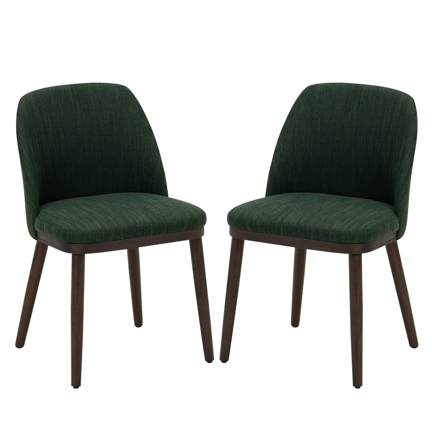 MALOL Dining Chairs Set of 2 Fabric Upholstered Modern Dining Chairs with Back and Wood Legs,Green