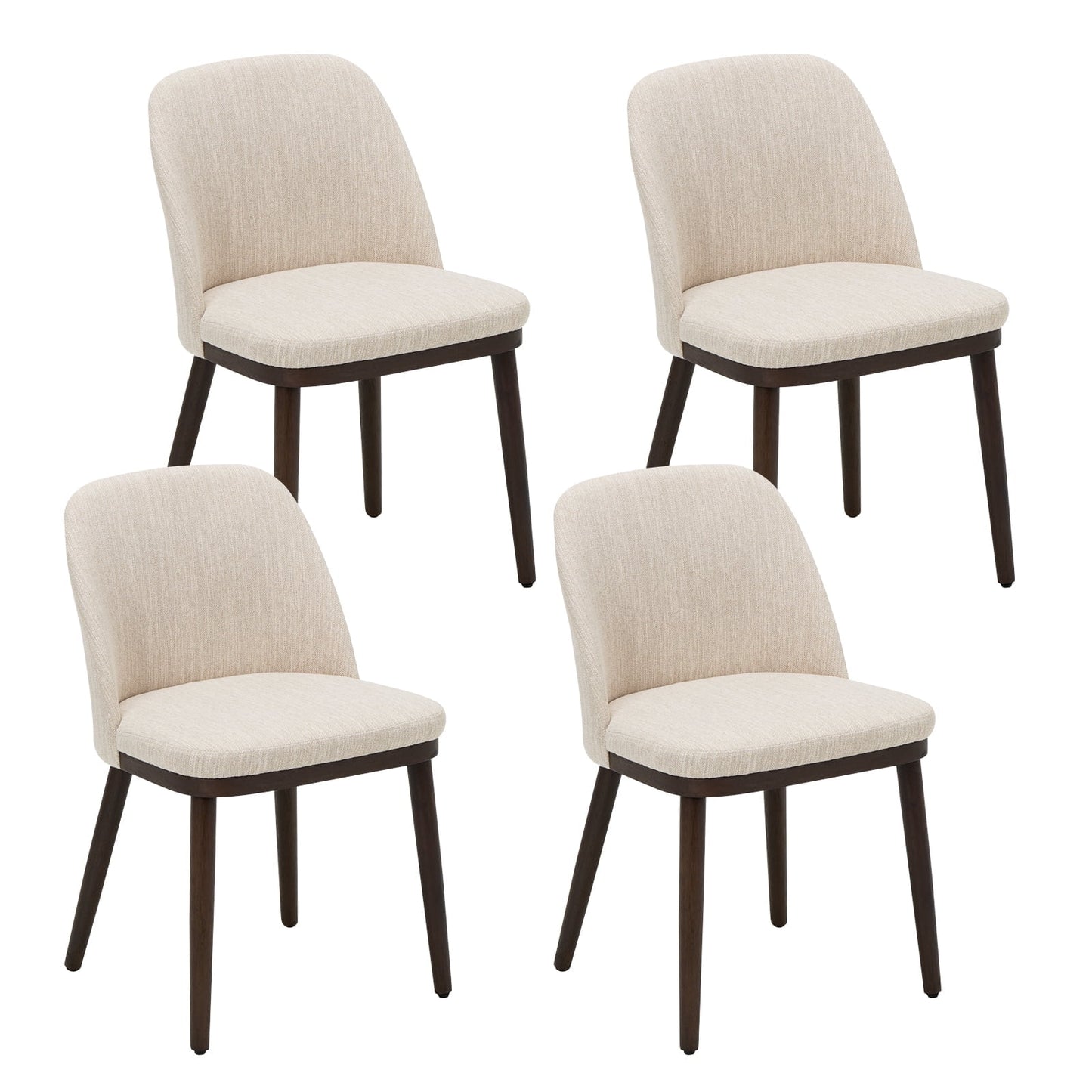 MALOL Dining Chairs Set of 4 Fabric Upholstered Modern Dining Chairs with Back and Wood Legs,Beige