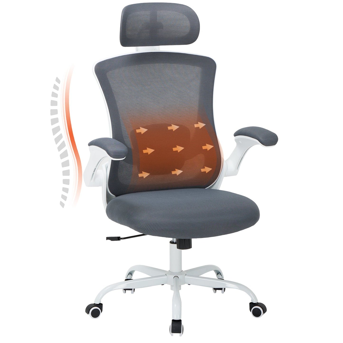 MALOL Ergonomic Office Chair,High Back Executive Desk Chair with Adjustable Headrest and Lumbar Support for Big and Tall WMHN-9050-Grey