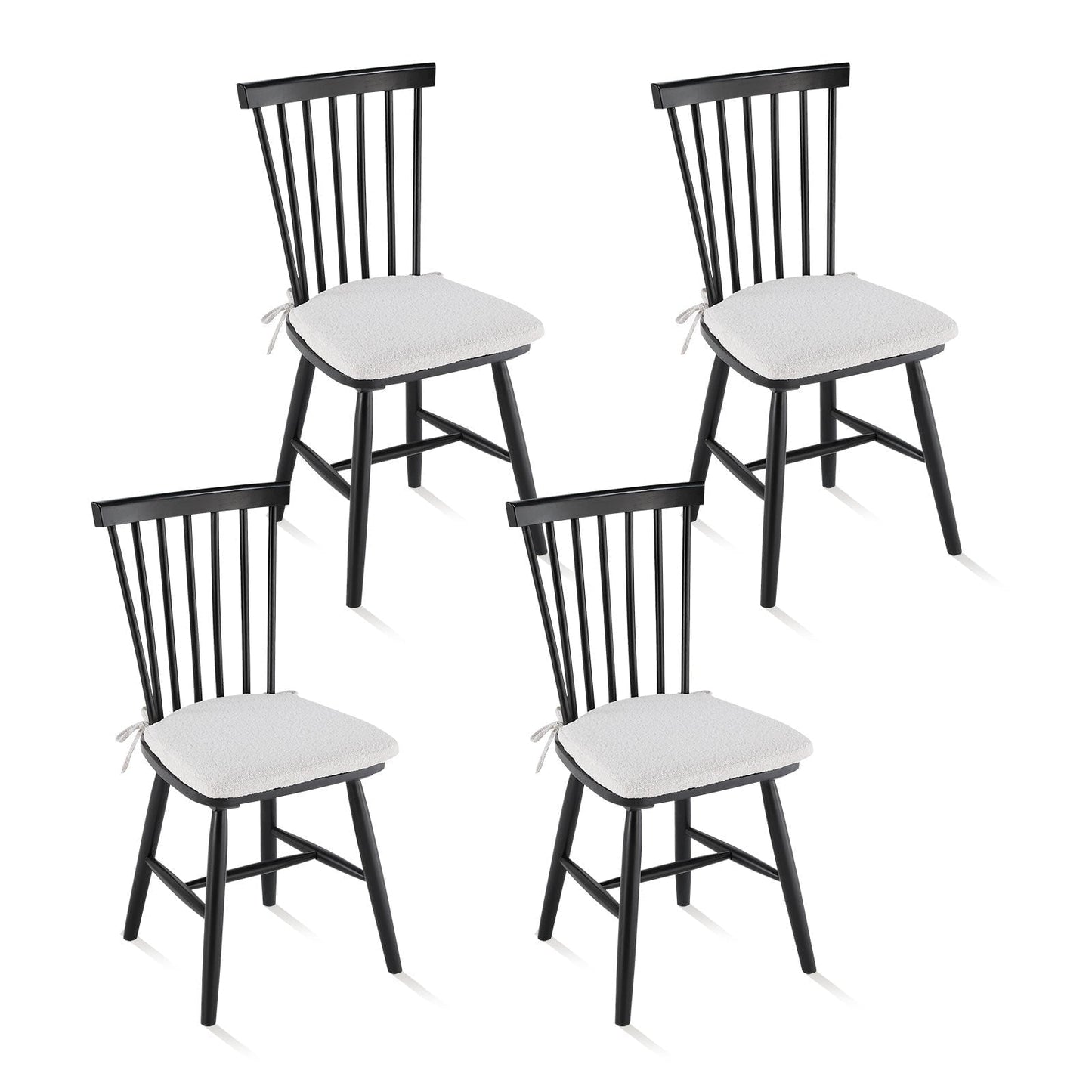 MALOL Wood Dining Chairs Windsor Chair for Kitchen,Dining Room,Set of 4,Black