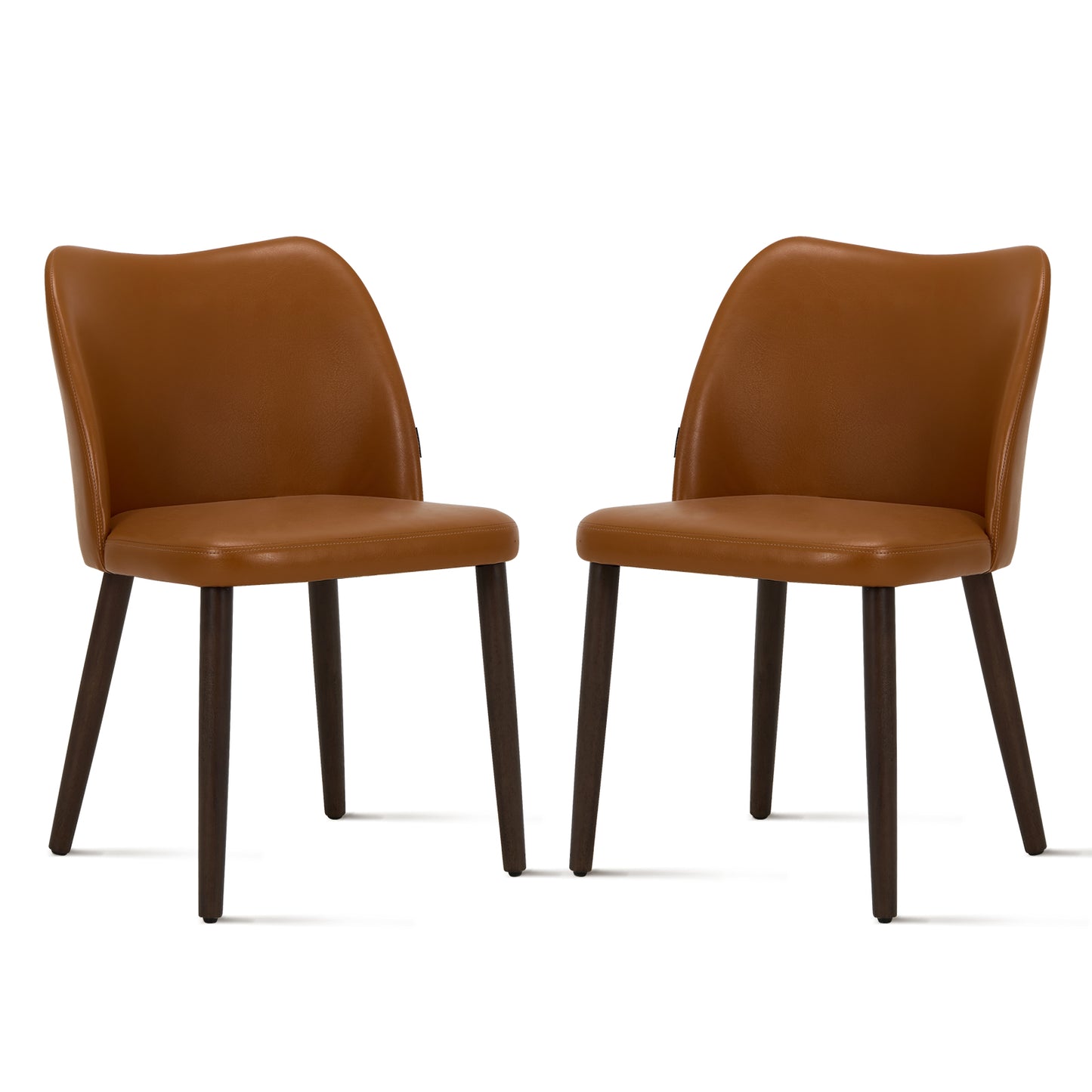 MALOL Upholstered Dining Chairs Set of 2,Fabric Armless Side Chairs with Wood Legs for Living Room Kitchen Restaurant Light Brown