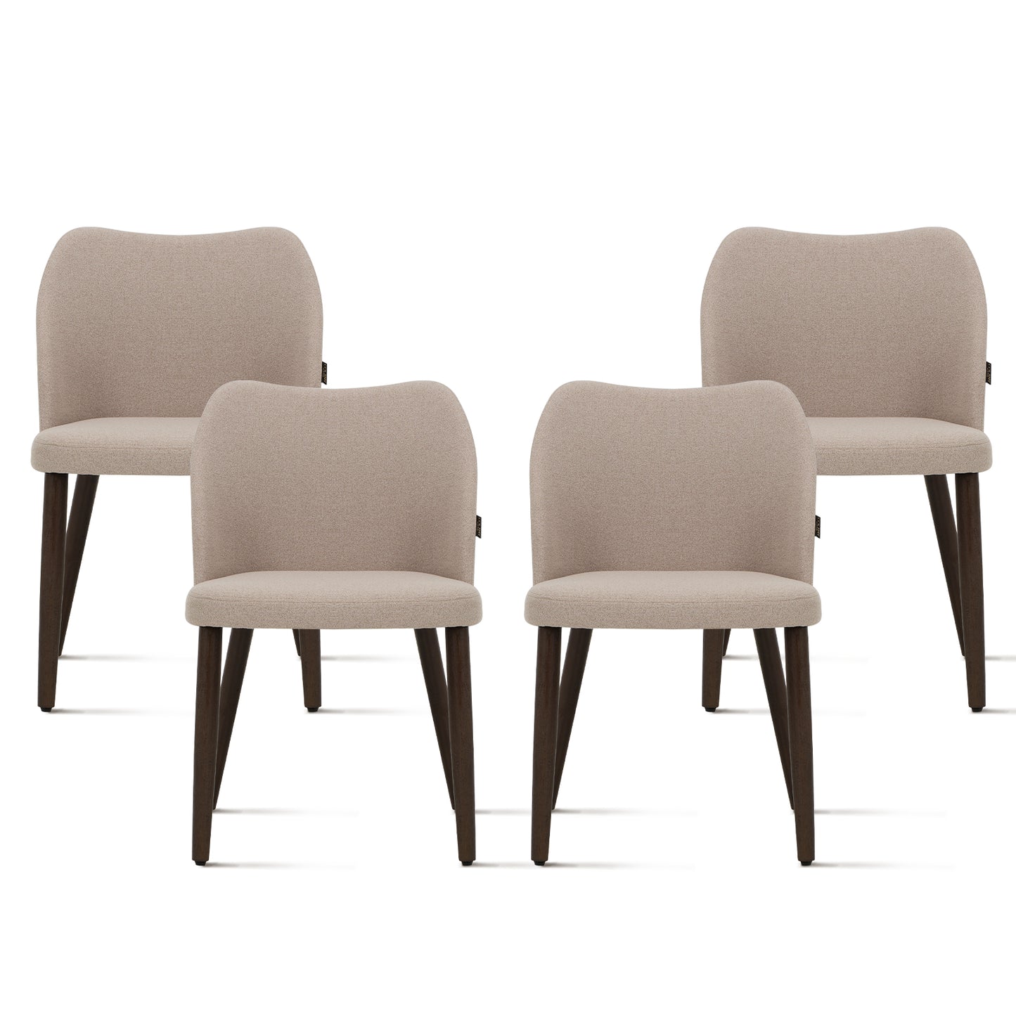 MALOL Upholstered Dining Chairs Set of 4,Fabric Armless Side Chairs with Wood Legs for Living Room Kitchen Restaurant Camel