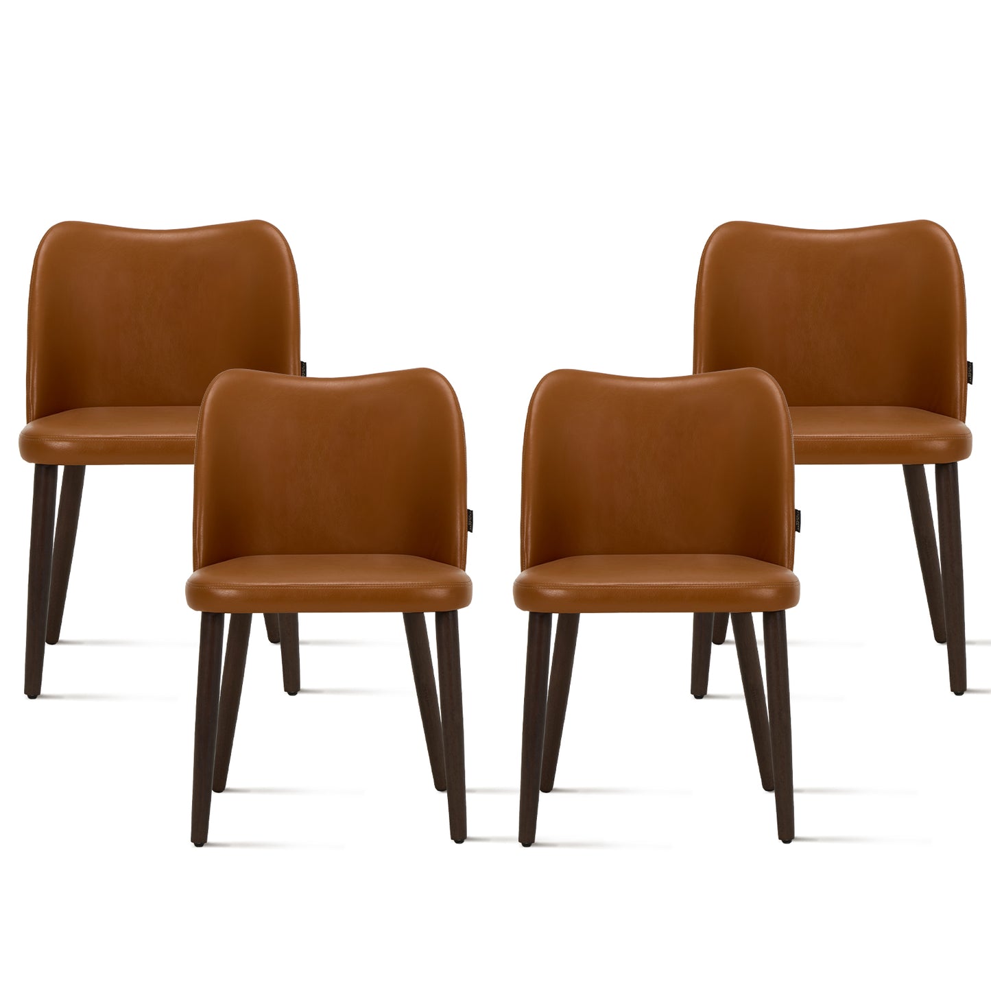 MALOL Upholstered Dining Chairs Set of 4,Fabric Armless Side Chairs with Wood Legs for Living Room Kitchen Restaurant Light Brown