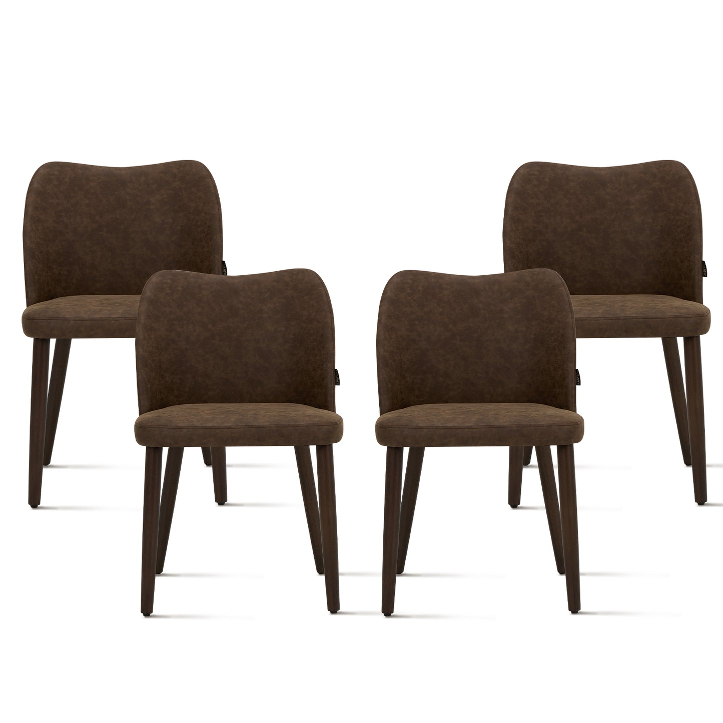 MALOL Upholstered Dining Chairs Set of 4,PU Leather Armless Side Chairs with Wood Legs for Living Room Kitchen Restaurant Dark Brown