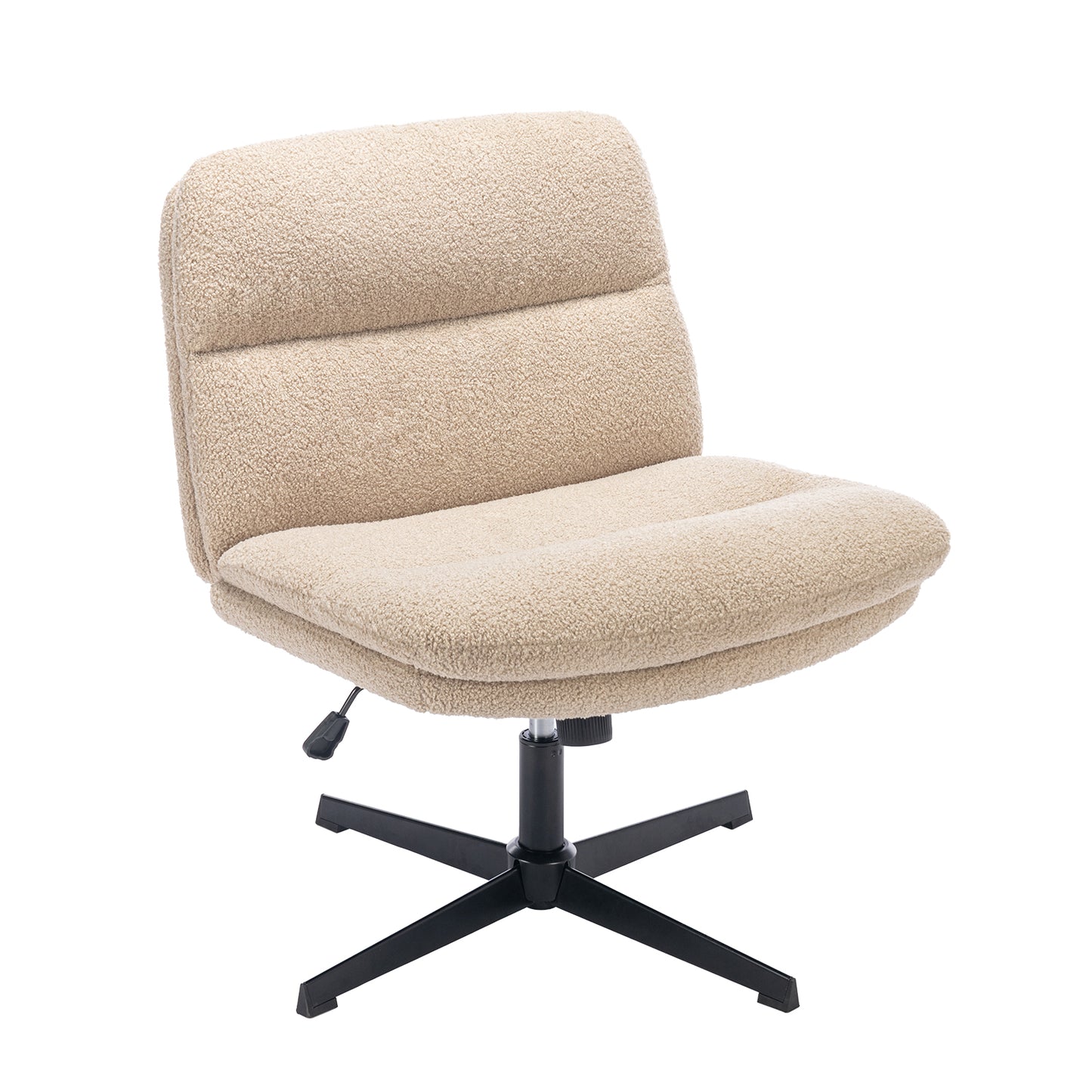 MALOL Criss Cross Legged Office Chair Home Desk Armless Chair Wide Seat Adjustable for Adult7362-Khaki-Y