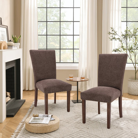 MALOL Upholstered Dining Chairs with Wood Legs for Kitchen, Dining Room,Set of 2,Brown
