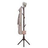 MALOL 10 Hooks Wooden Coat Rack with Solid wooden Base Free Standing Coat Tree WMHN-6105-Brown