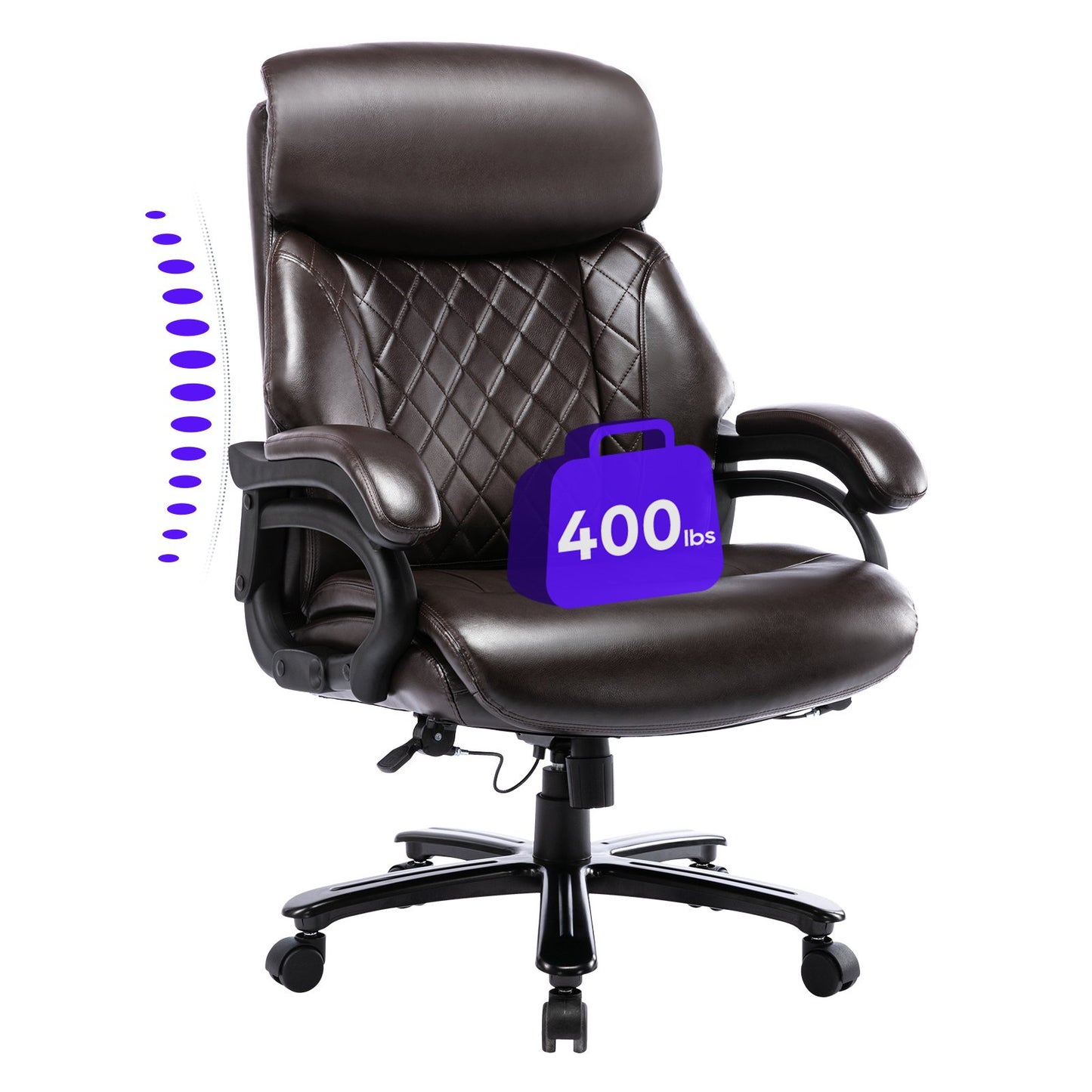 MALOL Big and Tall Office Chair,High Back Leather Executive Desk Chair with Extra Wide Seat 400lbs for Heavy Duty2181LX-Brown