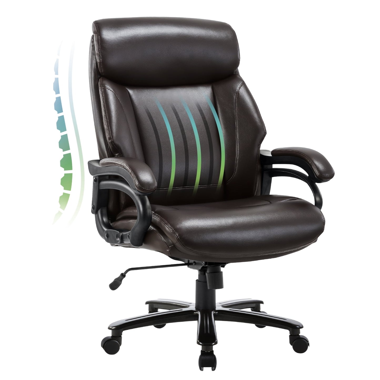 MALOL Big and Tall Office Chair,High Back Leather Executive Desk Chair with Extra Wide Seat 400lbs for Heavy Duty2181-Brown