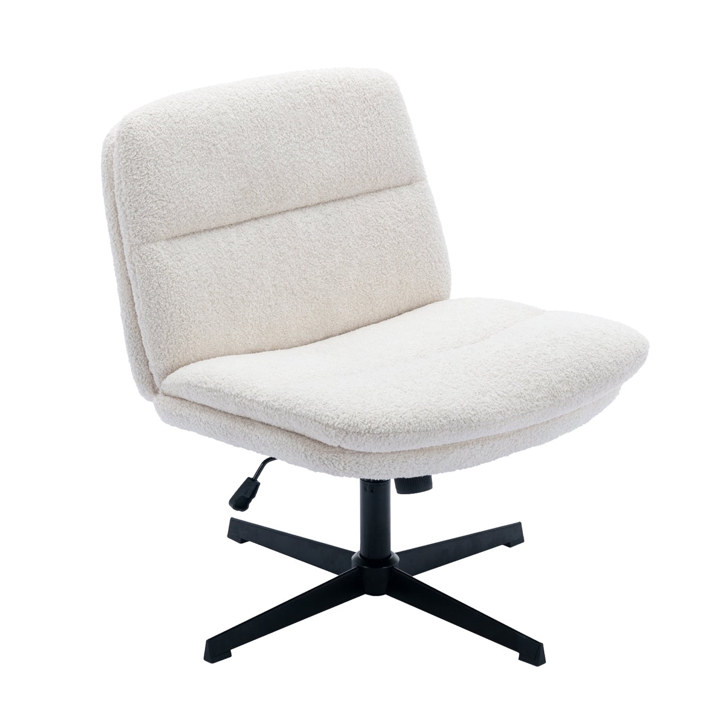 MALOL Criss Cross Legged Office Chair Home Desk Armless Chair Wide Seat Adjustable for Adult7362-Cream-Y
