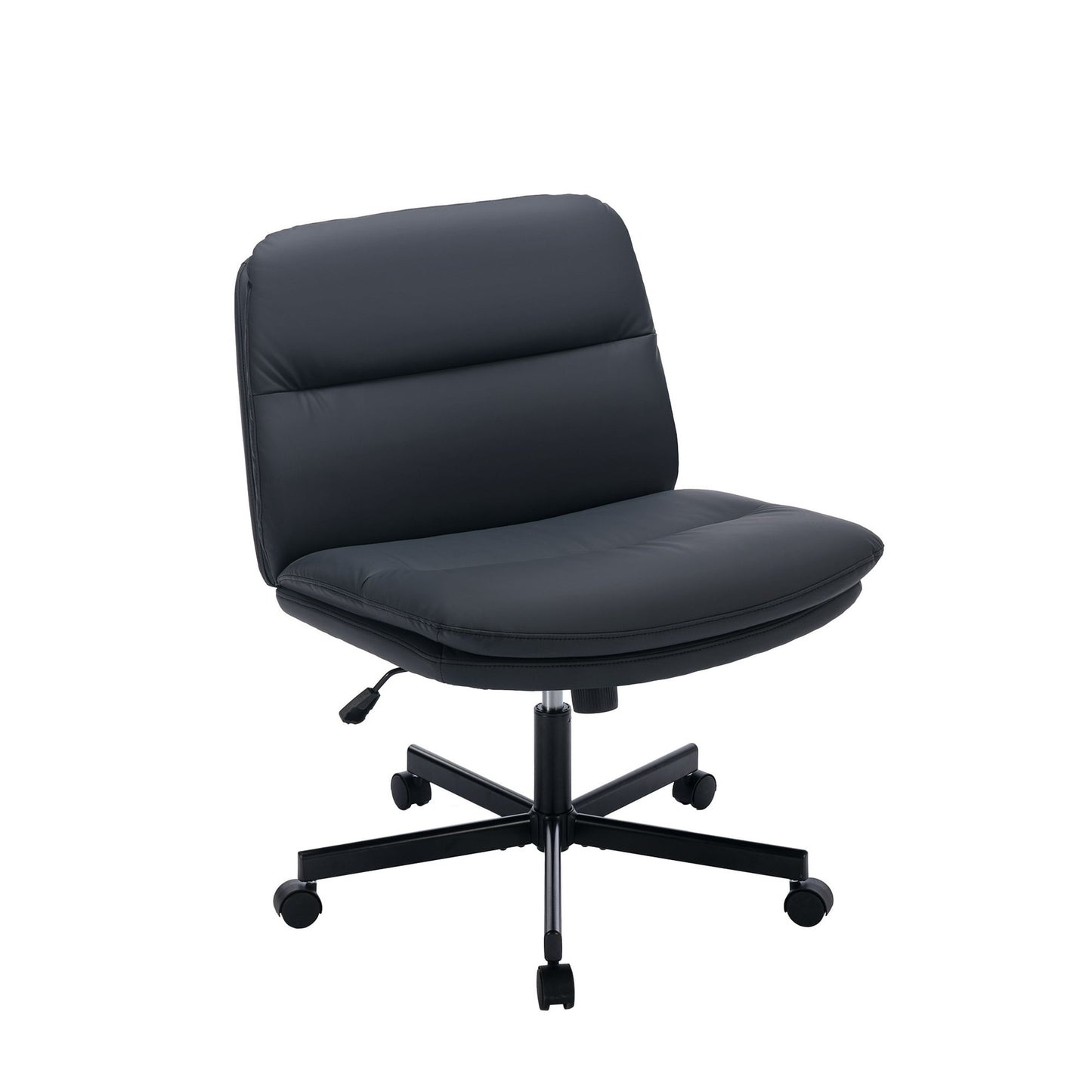 MALOL Criss Cross Legged Office Chair Home Desk Armless Chair with Wheels Wide Seat Adjustable for Adult7362W-Black-L