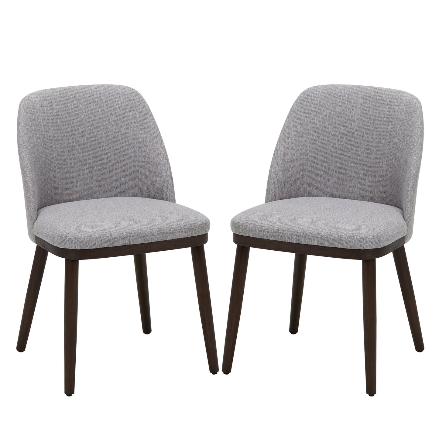MALOL Dining Chairs Set of 2 Fabric Upholstered Modern Dining Chairs with Back and Wood Legs,LightGrey