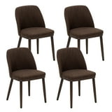 MALOL Dining Chairs Set of 4 Fabric Upholstered Modern Dining Chairs with Back and Wood Legs,Brown