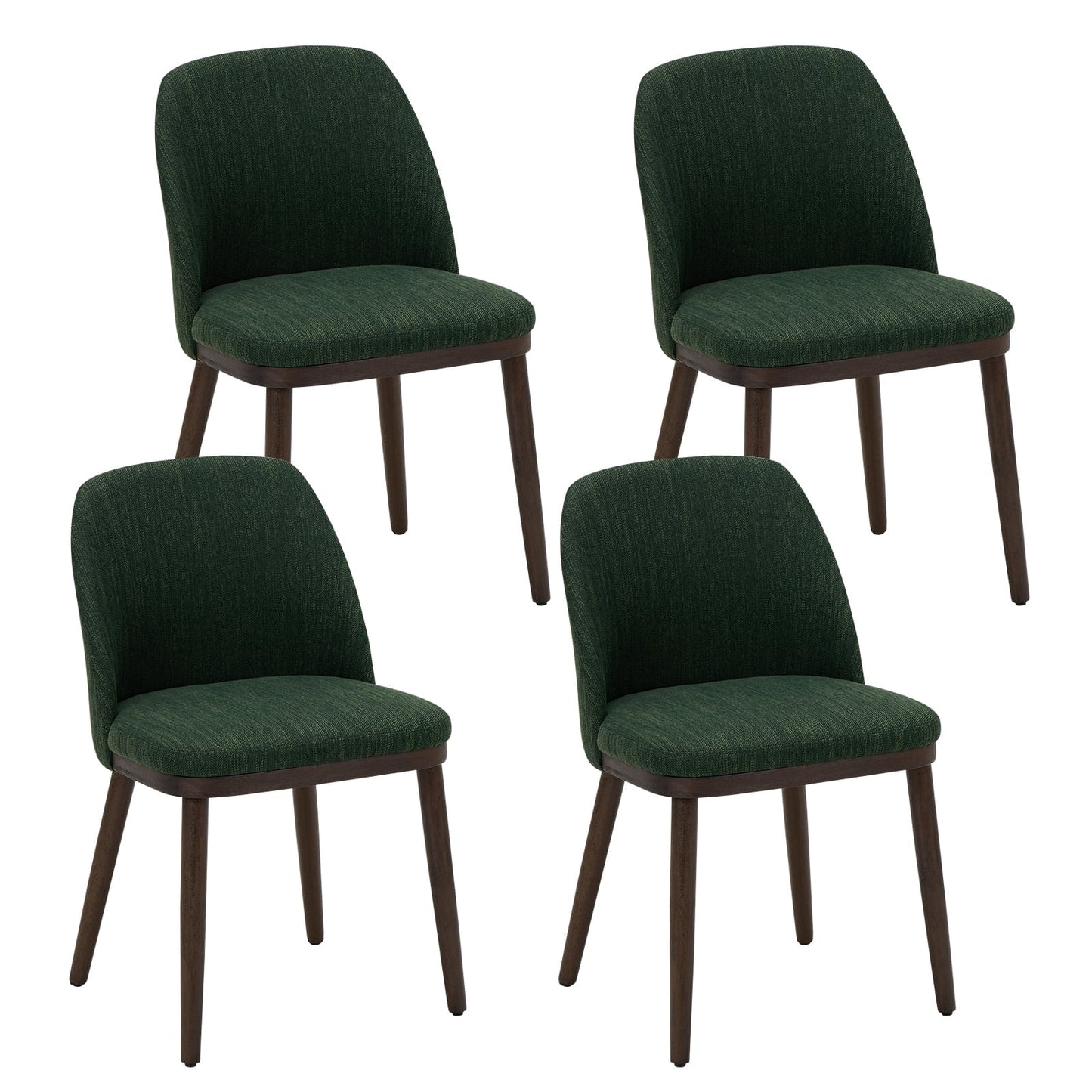 MALOL Dining Chairs Set of 4 Fabric Upholstered Modern Dining Chairs with Back and Wood Legs,Green