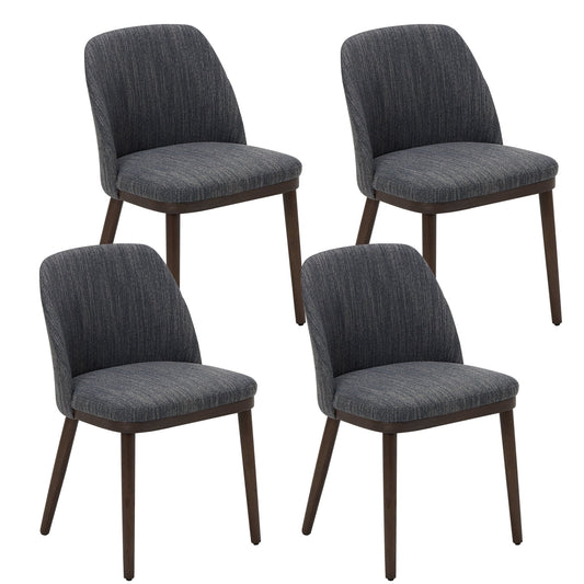 MALOL Dining Chairs Set of 4 Fabric Upholstered Modern Dining Chairs with Back and Wood Legs,GreyBlue