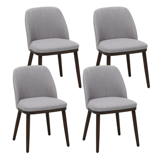 MALOL Dining Chairs Set of 4 Fabric Upholstered Modern Dining Chairs with Back and Wood Legs,LightGrey