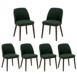 MALOL Dining Chairs Set of 6 Fabric Upholstered Modern Dining Chairs with Back and Wood Legs,Green