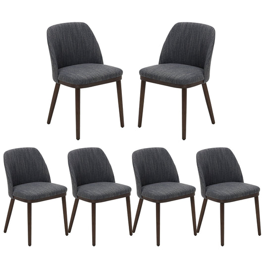 MALOL Dining Chairs Set of 6 Fabric Upholstered Modern Dining Chairs with Back and Wood Legs,GreyBlue