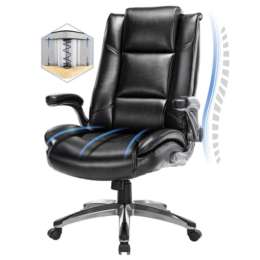 MALOL Leather Executive Office Chair Heavy Duty Big and Tall  Desk Chair for Heavy People Black2199-Black