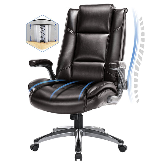 MALOL Leather Executive Office Chair Heavy Duty Big and Tall  Desk Chair for Heavy People Brown2199-Brown