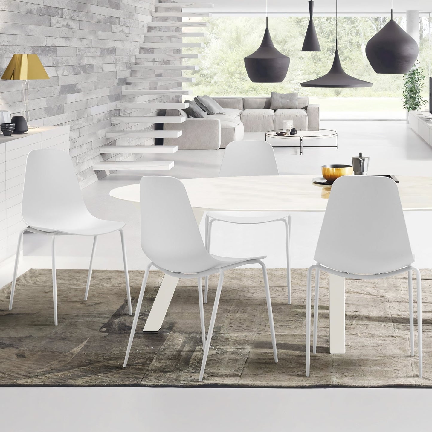 MALOL Modern Dining Chairs with Metal Legs for Indoor, Outdoor, Set of 4