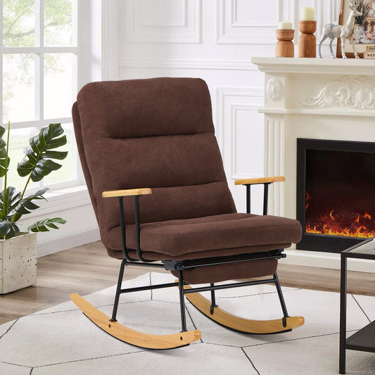 MALOL Teddy Rocking Chair Nursery with Footrest-Glider Rocker Chair and Retractable Footrest and Adjustable Backrest