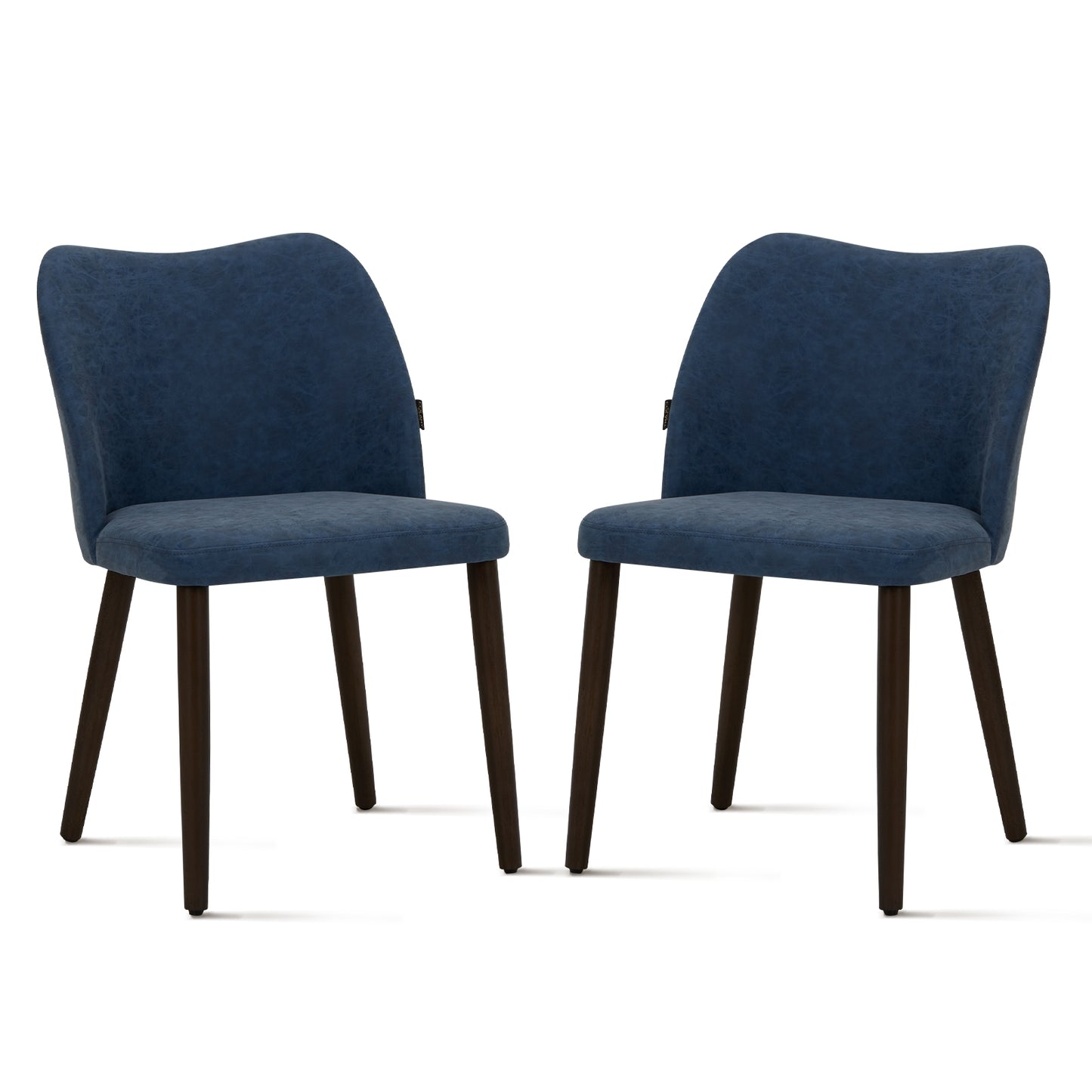 MALOL Upholstered Dining Chairs Set of 2,PU Leather Armless Side Chairs with Wood Legs for Living Room Kitchen Restaurant Blue