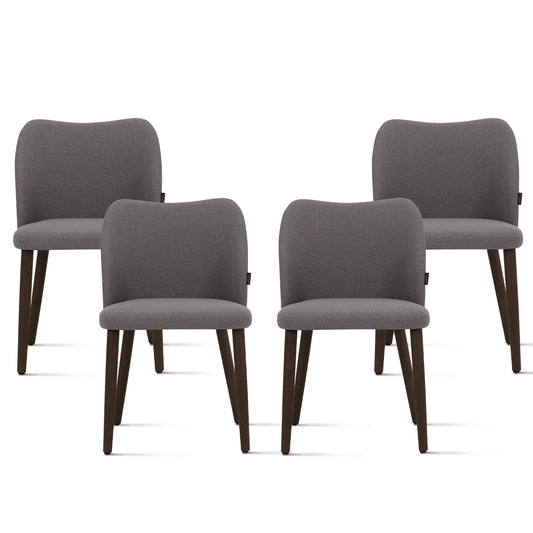 MALOL Upholstered Dining Chairs Set of 4,PU Leather Armless Side Chairs with Wood Legs for Living Room Kitchen Restaurant Light Grey