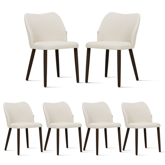 MALOL Upholstered Dining Chairs Set of 6,Fabric Armless Side Chairs with Wood Legs for Living Room Kitchen Restaurant Beige