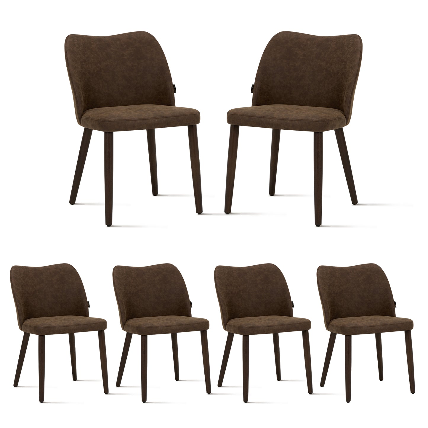 MALOL Upholstered Dining Chairs Set of 6,PU Leather Armless Side Chairs with Wood Legs for Living Room Kitchen Restaurant Dark Brown