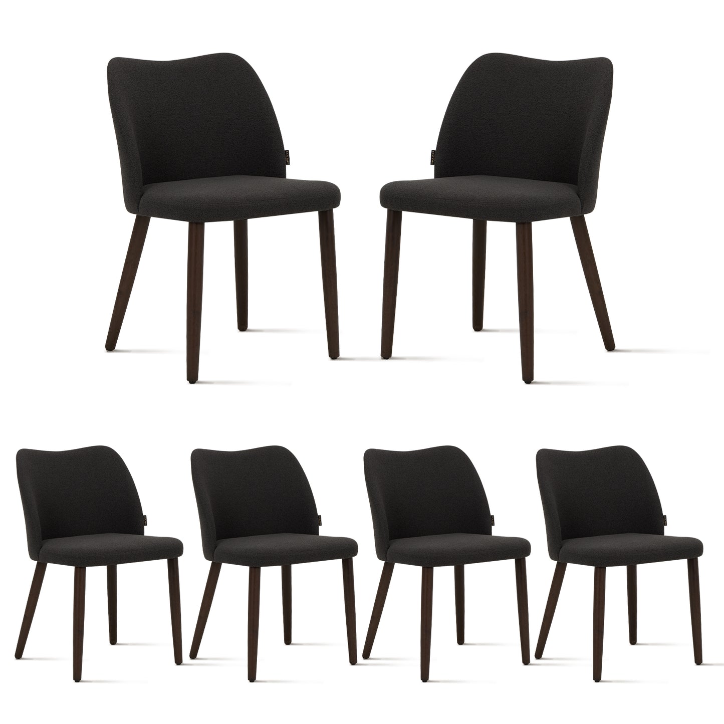 MALOL Upholstered Dining Chairs Set of 6,PU Leather Armless Side Chairs with Wood Legs for Living Room Kitchen Restaurant Dark Grey