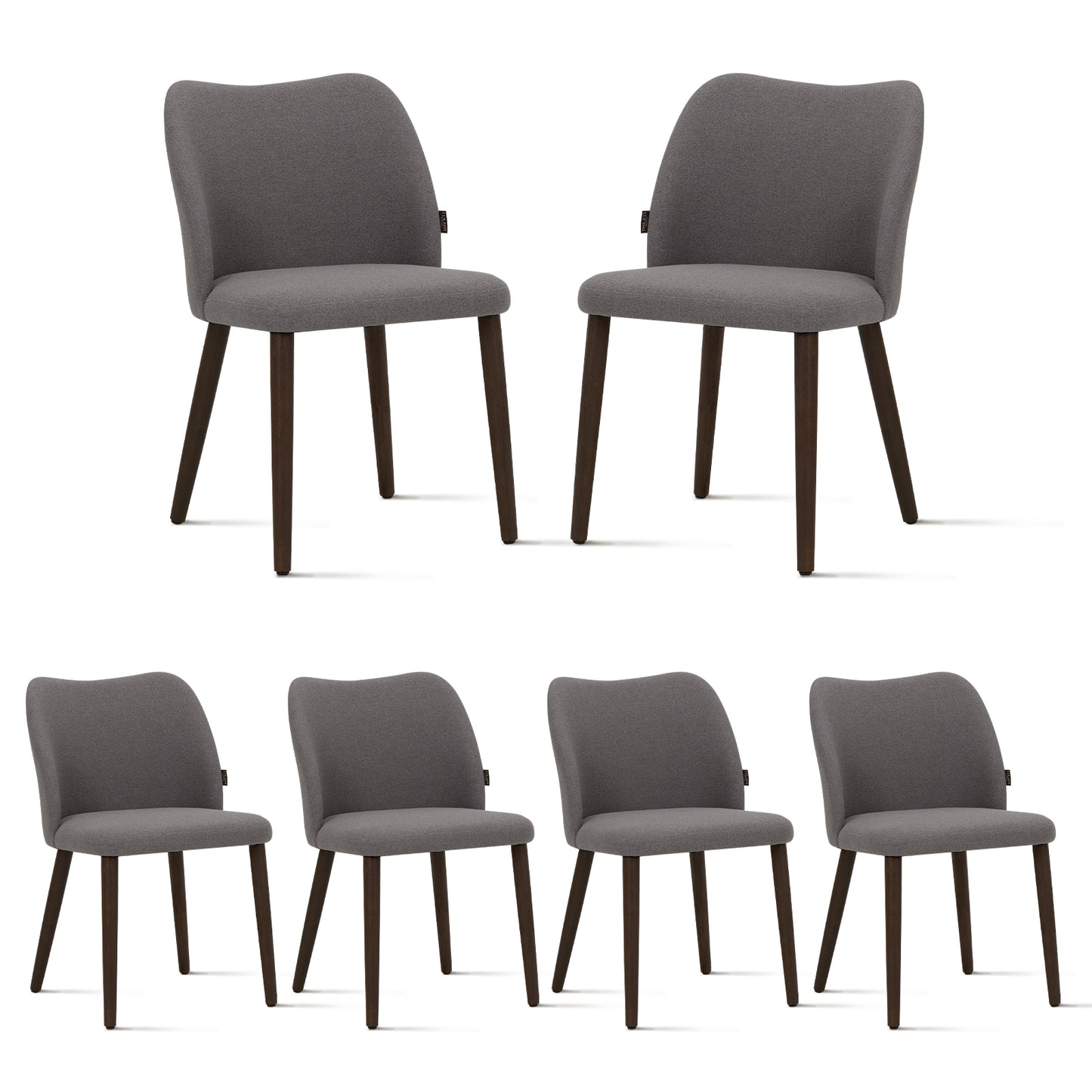 MALOL Upholstered Dining Chairs Set of 6,PU Leather Armless Side Chairs with Wood Legs for Living Room Kitchen Restaurant Light Grey