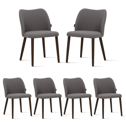 MALOL Upholstered Dining Chairs Set of 6,PU Leather Armless Side Chairs with Wood Legs for Living Room Kitchen Restaurant Light Grey
